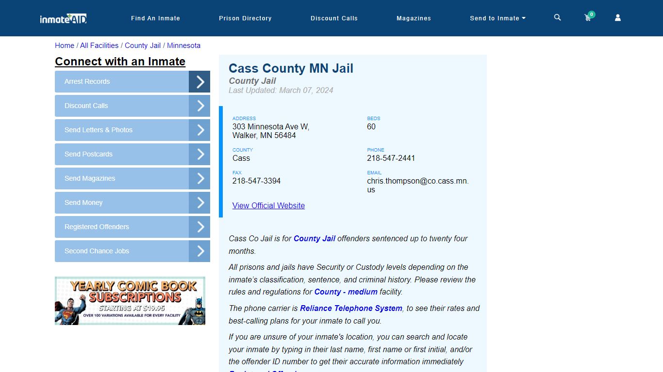 Cass County MN Jail - Inmate Locator